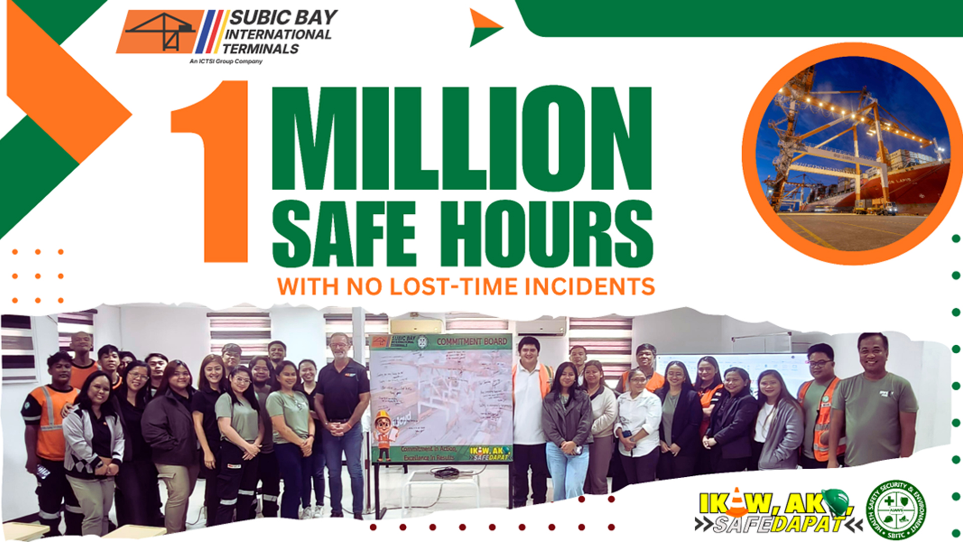 SBITC logs 1-million safe man-hours poster